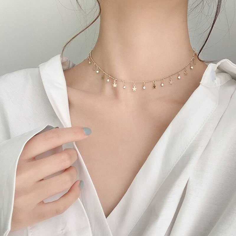 2020 New Double Layer Chain Gold Choker Necklace Women Korean Style Pearl Pendant Necklace Fashion Jewelry Collar