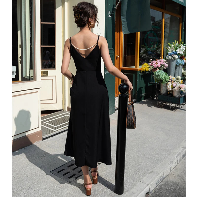 Women Long Slip Dress Summer 2022 Runway Elegant Backless Fairy Casual Sea Beach Vacation Party Night Vestidos New