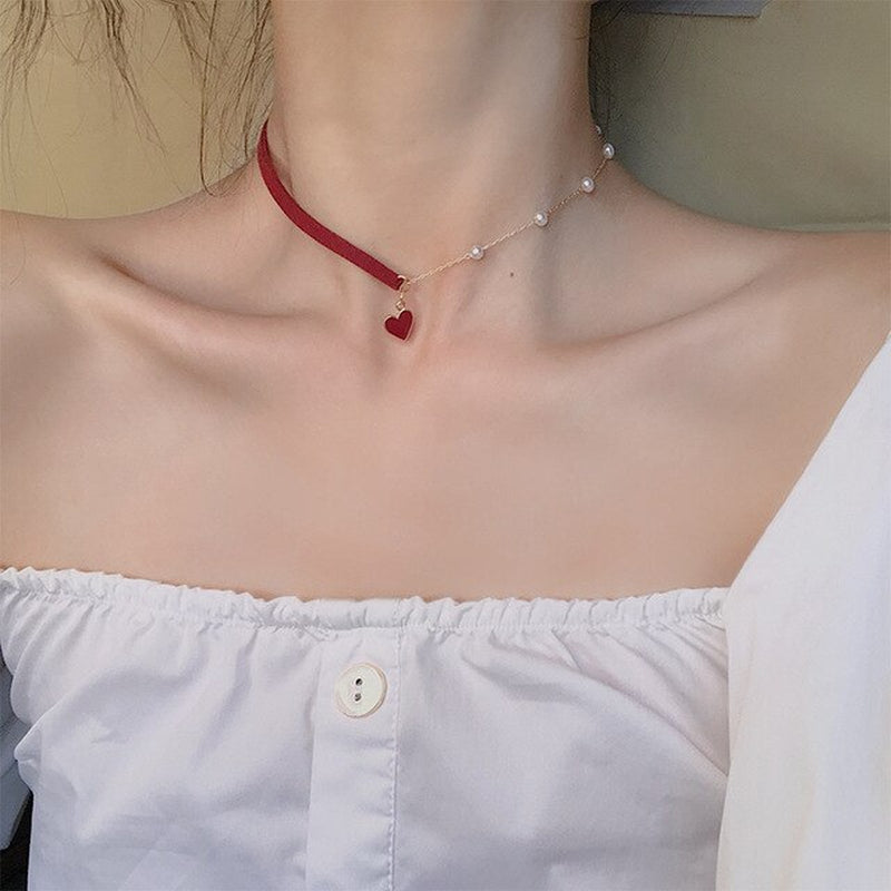 2020 New Double Layer Chain Gold Choker Necklace Women Korean Style Pearl Pendant Necklace Fashion Jewelry Collar