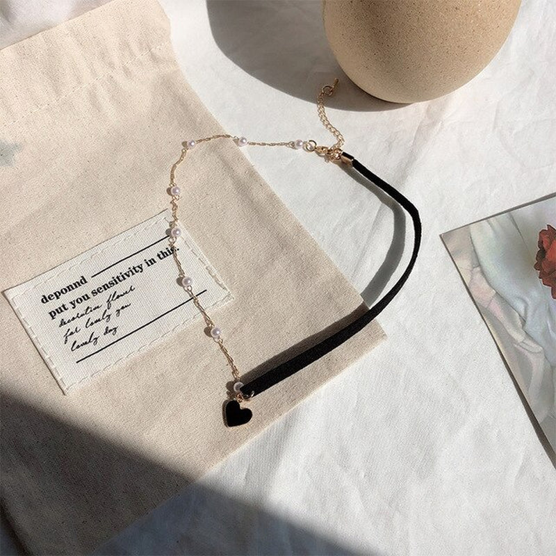 2020 New Double Layer Chain Gold Choker Necklace Women Korean Style Pearl Pendant Necklace Fashion Jewelry Collar